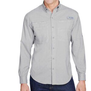 Columbia Tamiami II Men's Custom Long Sleeve Shirt Cool Grey M